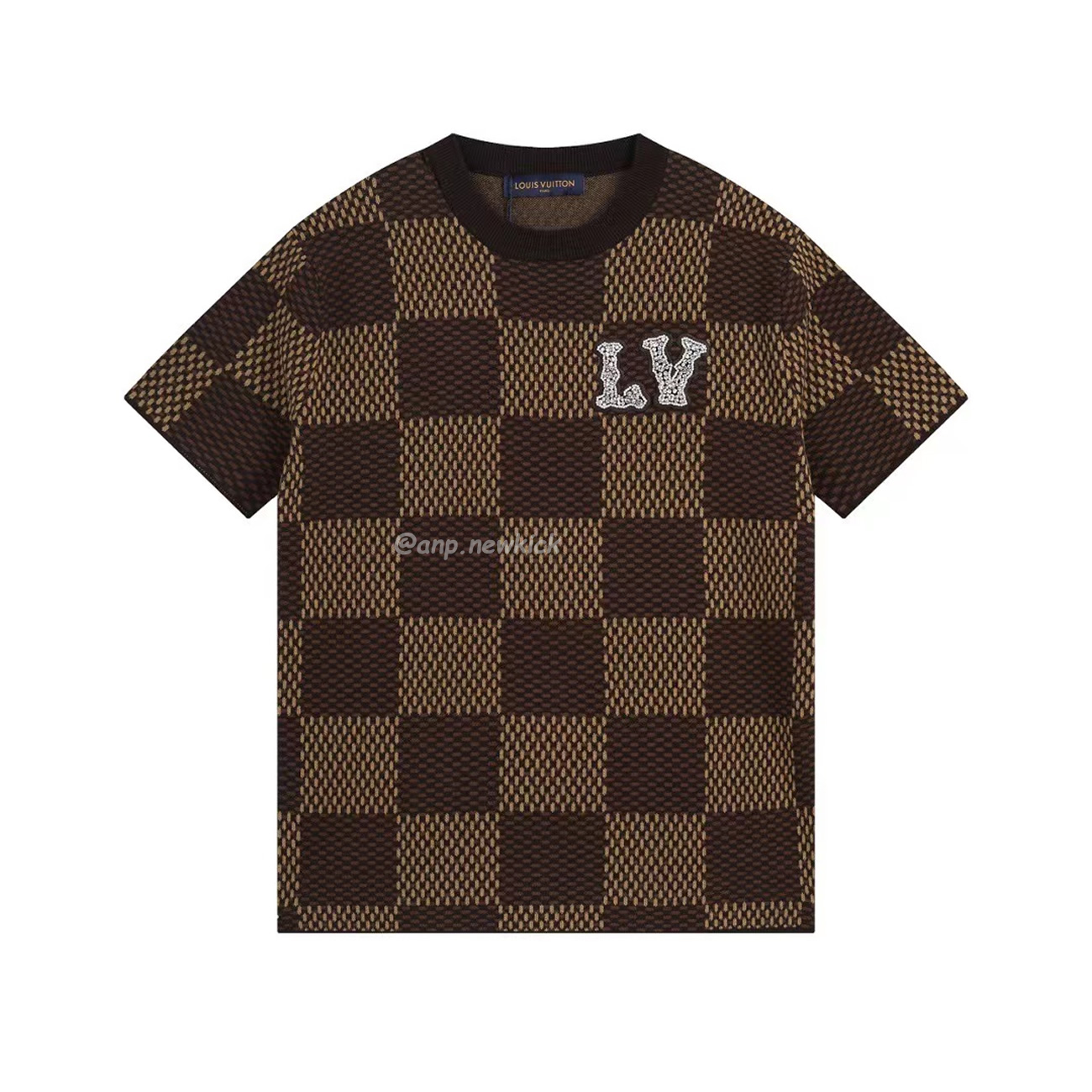 Louis Vuitton Round Necked Checkerboard T Shirt (3) - newkick.vip